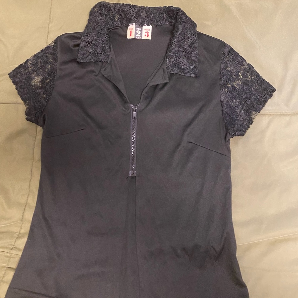 Semi Black Lace short Sleeve Women's Top